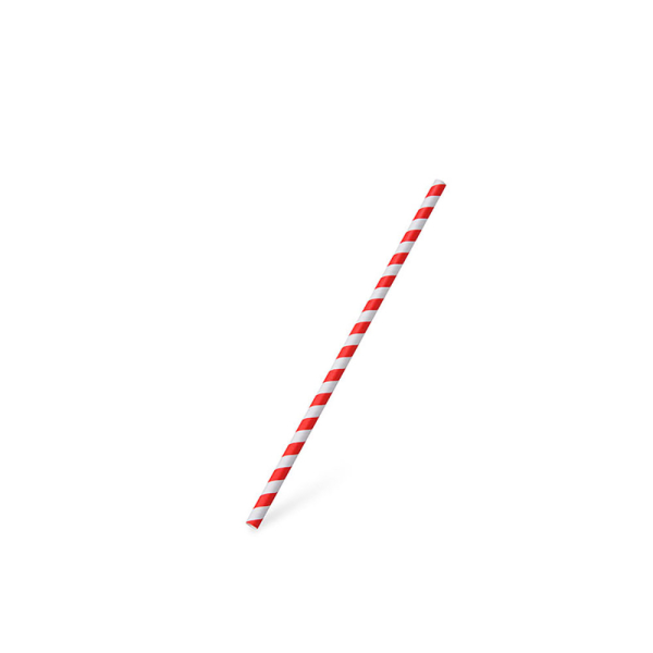 Papiertrinkhalm Spirale rot `JUMBO` Ø8mm x 25cm (100 Stk.)